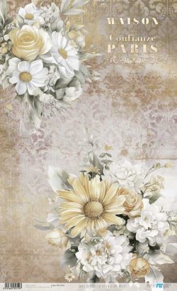 PFY-12729 - Papel Arroz 54x33 cm 25-30 gr. (La Vie En Fleurs Daisies II)- pack 6 ud.