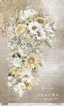 PFY-12732 - Papel Arroz 54x33 cm 25-30 gr. (La Vie En Fleurs Daisies IV)- pack 6 ud.