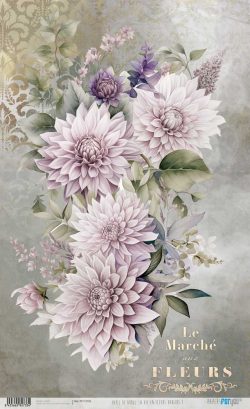 PFY-12733 - Papel Arroz 54x33 cm 25-30 gr. (La Vie En Fleurs Dahlias I)- pack 6 ud.