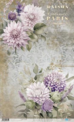 PFY-12734 - Papel Arroz 54x33 cm 25-30 gr. (La Vie En Fleurs Dahlias II)- pack 6 ud.