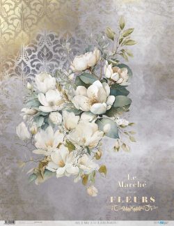 PFY-12742 - Papel Arroz 54x70 cm 25-30 gr. (La Vie En Fleurs Magnolias I)- pack 6 ud.