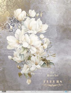 PFY-12745 - Papel Arroz 54x70 cm 25-30 gr. (La Vie En Fleurs Magnolias IV)- pack 6 ud.