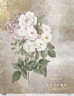 PFY-12746 - Papel Arroz 54x70 cm 25-30 gr. (La Vie En Fleurs Roses I)- pack 6 ud.