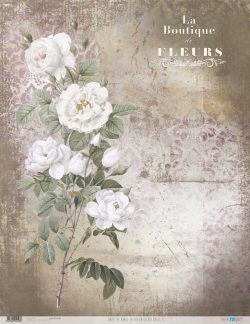 PFY-12748 - Papel Arroz 54x70 cm 25-30 gr. (La Vie En Fleurs Roses III)- pack 6 ud.