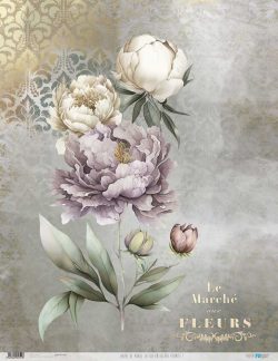 PFY-12751 - Papel Arroz 54x70 cm 25-30 gr. (La Vie En Fleurs Peonies I)- pack 6 ud.