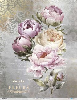 PFY-12754 - Papel Arroz 54x70 cm 25-30 gr. (La Vie En Fleurs Peonies IV)- pack 6 ud.