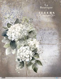 PFY-12757 - Papel Arroz 54x70 cm 25-30 gr. (La Vie En Fleurs Hydrangeas III)- pack 6 ud.