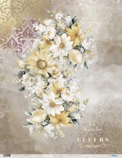 PFY-12759 - Papel Arroz 54x70 cm 25-30 gr. (La Vie En Fleurs Daisies I)- pack 6 ud.