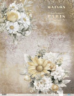 PFY-12761 - Papel Arroz 54x70 cm 25-30 gr. (La Vie En Fleurs Daisies II)- pack 6 ud.