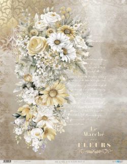 PFY-12763 - Papel Arroz 54x70 cm 25-30 gr. (La Vie En Fleurs Daisies IV)- pack 6 ud.