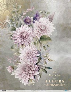 PFY-12764 - Papel Arroz 54x70 cm 25-30 gr. (La Vie En Fleurs Dahlias I)- pack 6 ud.