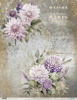 PFY-12765 - Papel Arroz 54x70 cm 25-30 gr. (La Vie En Fleurs Dahlias II)- pack 6 ud.