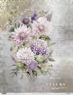 PFY-12767 - Papel Arroz 54x70 cm 25-30 gr. (La Vie En Fleurs Dahlias IV)- pack 6 ud.