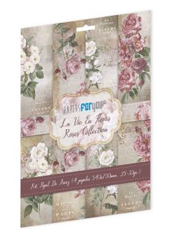 PFY-12782 - Colección de 4 Papeles Arroz 54x70 cm 25-30 gr. (La Vie En Fleurs Roses))- pack 4 ud.
