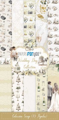 PFY-12634 - Colección 10 Papeles Scrap Una cara 180gr 6"x12" (Wedding Day)- pack 4 ud.