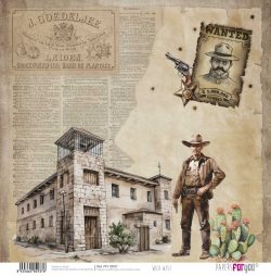 PFY-12937 - Papel Scrap doble cara 180gr 12"x12" (Wild West)- pack 12 ud.