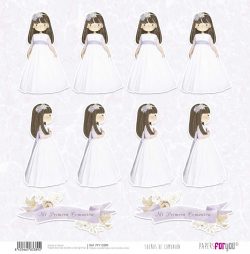 PFY-13389 - Papel Scrap doble cara 180gr 12"x12" (Sueños De Comunión Niña Morena)- pack 12 ud.