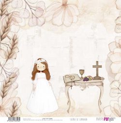 PFY-13396 - Papel Scrap doble cara 180gr 12"x12" (Sueños De Comunión Niña Pelirroja)- pack 12 ud.