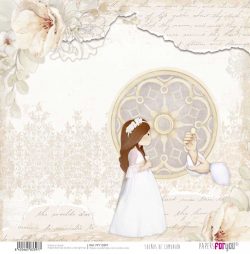 PFY-13397 - Papel Scrap doble cara 180gr 12"x12" (Sueños De Comunión Niña Pelirroja)- pack 12 ud.