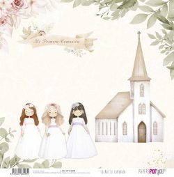 PFY-13398 - Papel Scrap doble cara 180gr 12"x12" (Sueños De Comunión Niña Pelirroja)- pack 12 ud.