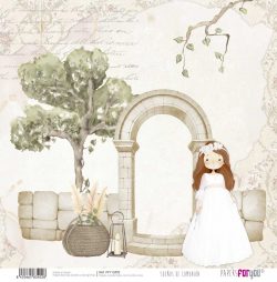 PFY-13402 - Papel Scrap doble cara 180gr 12"x12" (Sueños De Comunión Niña Pelirroja)- pack 12 ud.