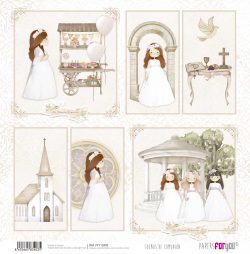 PFY-13403 - Papel Scrap doble cara 180gr 12"x12" (Sueños De Comunión Niña Pelirroja)- pack 12 ud.