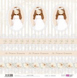 PFY-13405 - Papel Scrap doble cara 180gr 12"x12" (Sueños De Comunión Niña Pelirroja)- pack 12 ud.