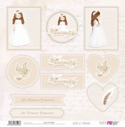 PFY-13406 - Papel Scrap doble cara 180gr 12"x12" (Sueños De Comunión Niña Pelirroja)- pack 12 ud.