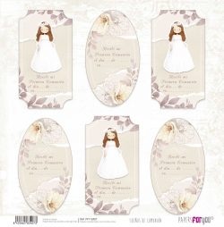 PFY-13407 - Papel Scrap doble cara 180gr 12"x12" (Sueños De Comunión Niña Pelirroja)- pack 12 ud.