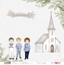 PFY-13414 - Papel Scrap doble cara 180gr 12"x12" (Sueños De Comunión Niño Rubio)- pack 12 ud.