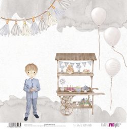 PFY-13416 - Papel Scrap doble cara 180gr 12"x12" (Sueños De Comunión Niño Rubio)- pack 12 ud.