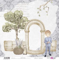 PFY-13417 - Papel Scrap doble cara 180gr 12"x12" (Sueños De Comunión Niño Rubio)- pack 12 ud.