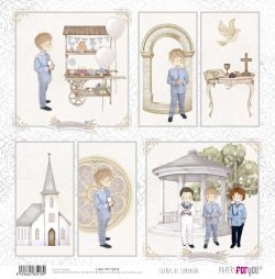 PFY-13418 - Papel Scrap doble cara 180gr 12"x12" (Sueños De Comunión Niño Rubio)- pack 12 ud.