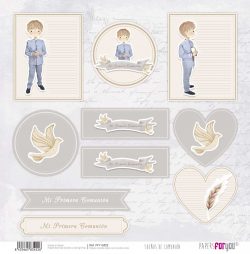 PFY-13422 - Papel Scrap doble cara 180gr 12"x12" (Sueños De Comunión Niño Rubio)- pack 12 ud.