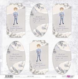 PFY-13423 - Papel Scrap doble cara 180gr 12"x12" (Sueños De Comunión Niño Rubio)- pack 12 ud.