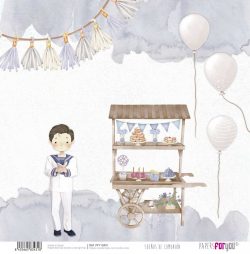 PFY-13431 - Papel Scrap doble cara 180gr 12"x12" (Sueños De Comunión Niño Moreno)- pack 12 ud.