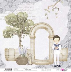 PFY-13432 - Papel Scrap doble cara 180gr 12"x12" (Sueños De Comunión Niño Moreno)- pack 12 ud.