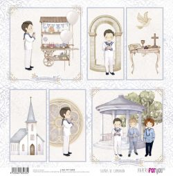 PFY-13433 - Papel Scrap doble cara 180gr 12"x12" (Sueños De Comunión Niño Moreno)- pack 12 ud.
