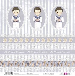 PFY-13435 - Papel Scrap doble cara 180gr 12"x12" (Sueños De Comunión Niño Moreno)- pack 12 ud.