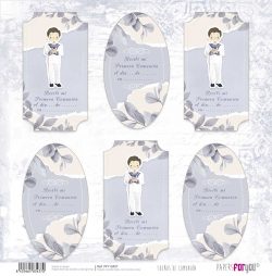 PFY-13437 - Papel Scrap doble cara 180gr 12"x12" (Sueños De Comunión Niño Moreno)- pack 12 ud.