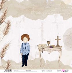 PFY-13441 - Papel Scrap doble cara 180gr 12"x12" (Sueños De Comunión Niño Pelirrojo)- pack 12 ud.