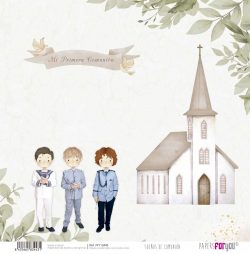 PFY-13443 - Papel Scrap doble cara 180gr 12"x12" (Sueños De Comunión Niño Pelirrojo)- pack 12 ud.