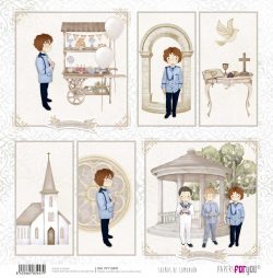 PFY-13447 - Papel Scrap doble cara 180gr 12"x12" (Sueños De Comunión Niño Pelirrojo)- pack 12 ud.