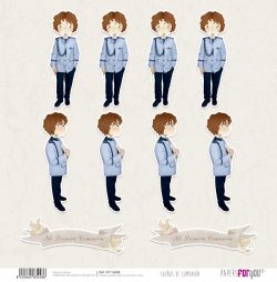 PFY-13448 - Papel Scrap doble cara 180gr 12"x12" (Sueños De Comunión Niño Pelirrojo)- pack 12 ud.