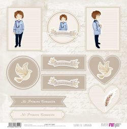 PFY-13451 - Papel Scrap doble cara 180gr 12"x12" (Sueños De Comunión Niño Pelirrojo)- pack 12 ud.