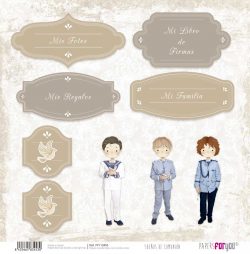 PFY-13453 - Papel Scrap doble cara 180gr 12"x12" (Sueños De Comunión Niño Pelirrojo)- pack 12 ud.