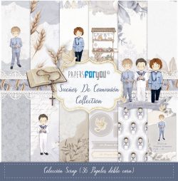 PFY-13456 - Colección 36 Papeles Scrap doble cara 180gr 8"x 8" (Sueños De Comunión Niños)- pack 3 ud.