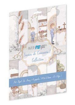 PFY-13533 - Colección de 4 Papeles Arroz 54x33 cm 25-30 gr. (Sueños De Comunión Niño Rubio) - pack 4 ud.