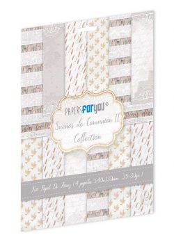 PFY-13536 - Colección de 4 Papeles Arroz 54x33 cm 25-30 gr. (Sueños De Comunión Fondos Niño Rubio) - pack 4 ud.