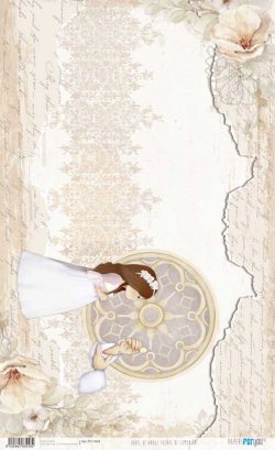 PFY-13558 - Papel Arroz 54x33 cm 25-30 gr. (Sueños De Comunión Niña Pelirroja) - pack 6 ud.